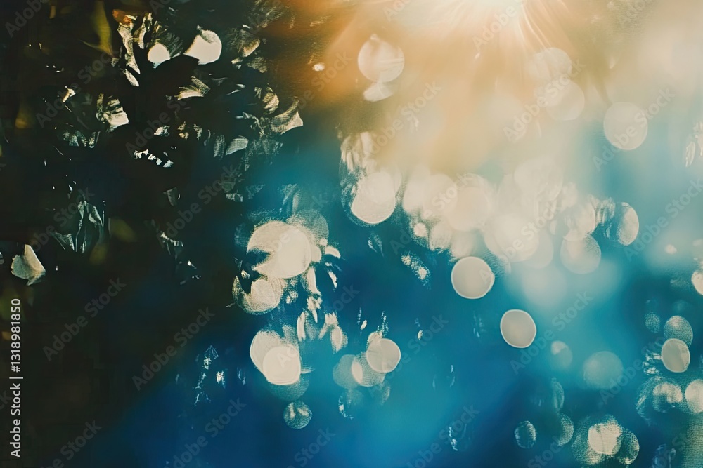 Poster sunlight filtering through leaves. bokeh effect