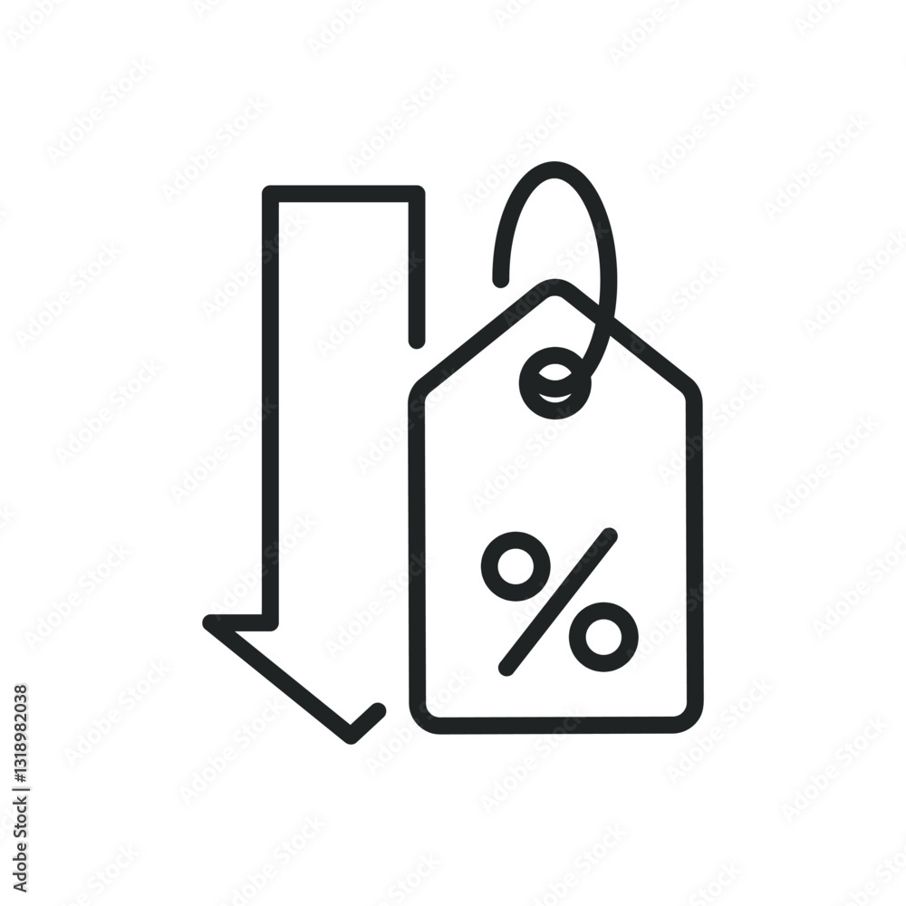 Poster decrease thin line icons. editable stroke and perfect pixel on transparent background