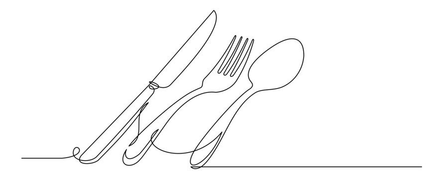 cutlery continuous line vector 4