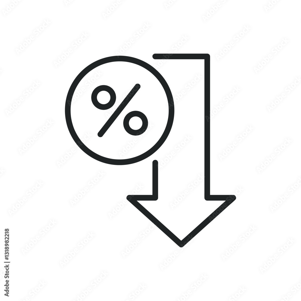 Poster decrease thin line icons. editable stroke and perfect pixel on transparent background
