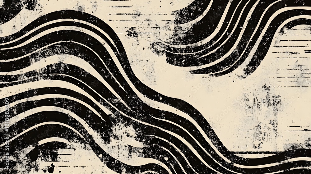 Leinwandbilder mesmerizing abstract waves and curves in distressed monochrome graphic design