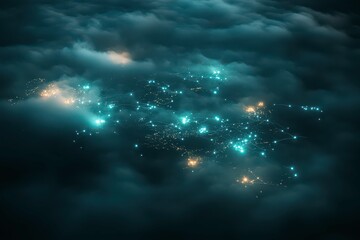 Aerial View of Decentralized Network Visualized in Blue