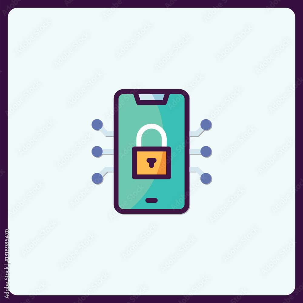 Aufkleber secure mobile connection with padlock icon for digital device protection