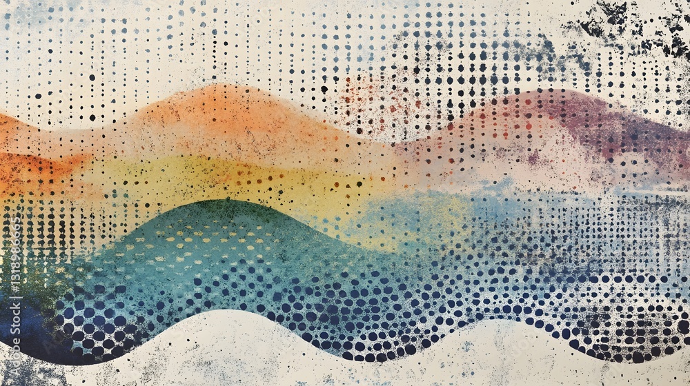 Leinwandbilder Mesmerizing Geometric Abstract Art with Vibrant Hexagonal Mosaic Pattern
