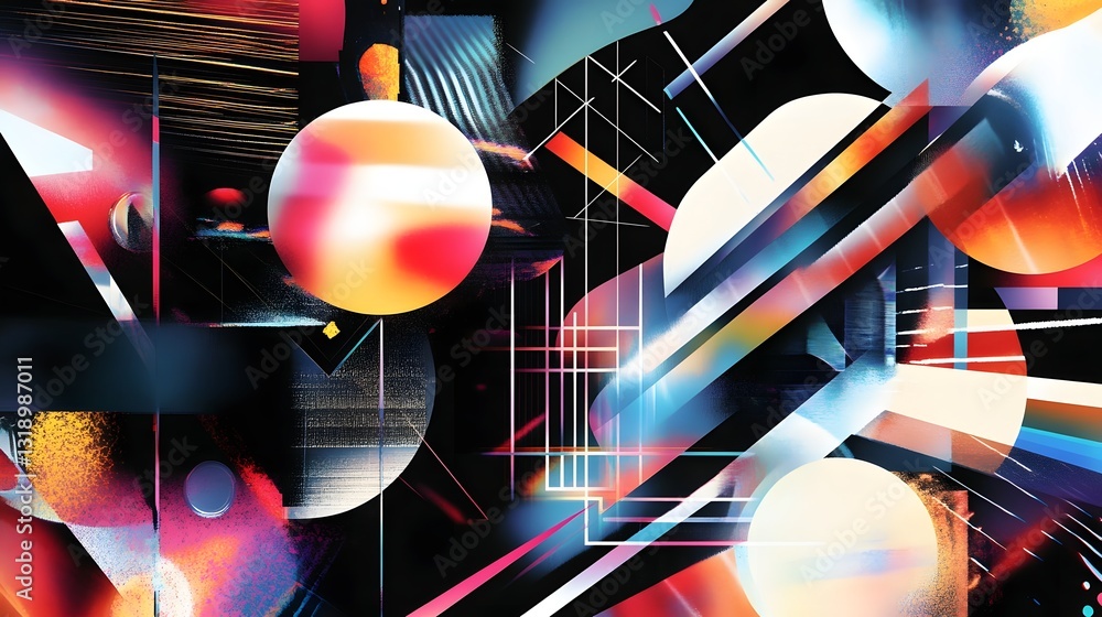 Poster mesmerizing geometric kaleidoscope of vibrant colors and dynamic shapes in digital art backdrop