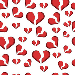 Red Broken Hearts Seamless Pattern - Valentine's Day Heartbreak Design