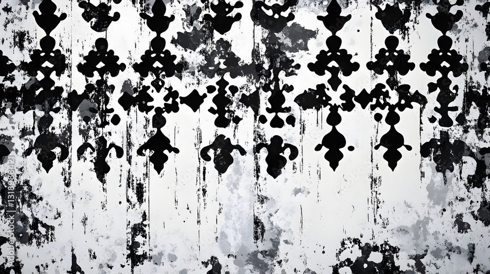 Leinwandbilder mesmerizing monochrome fluid art splash and drip background with geometric patterns
