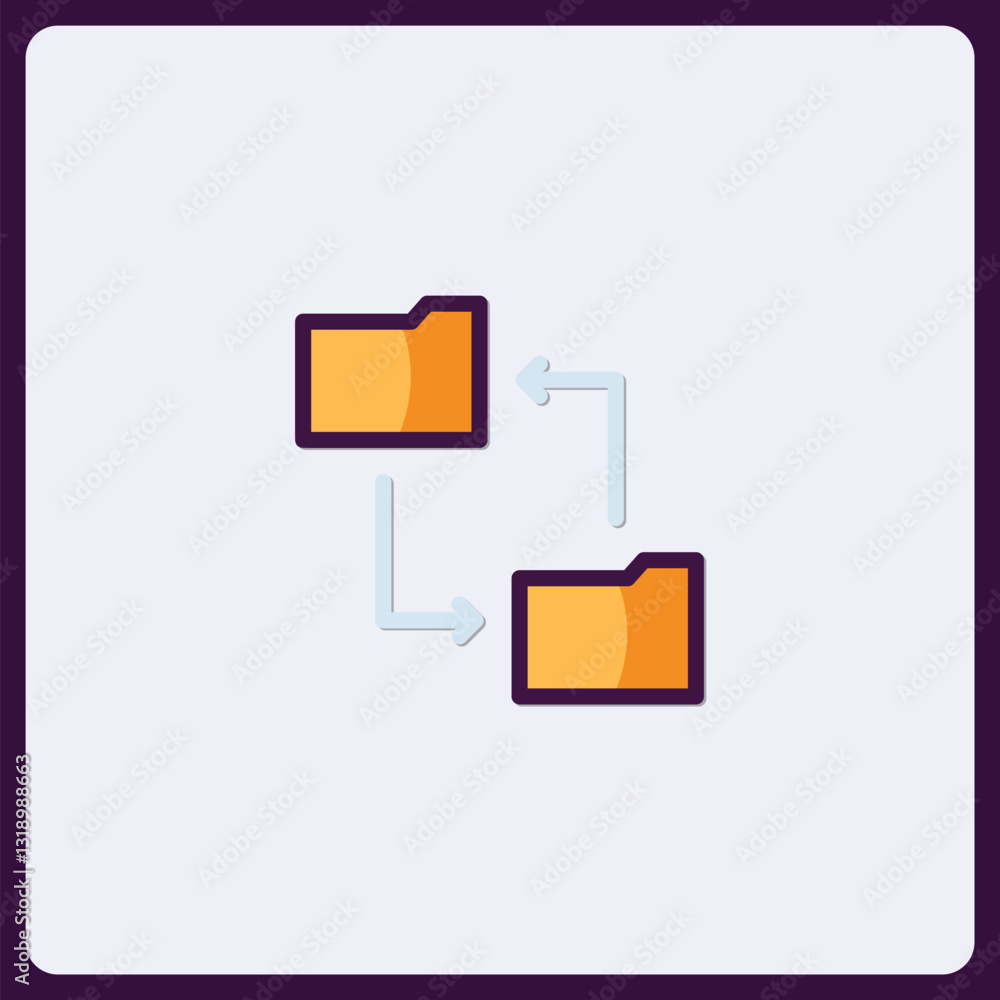 Poster data synchronisation process shown through vector folder icon design
