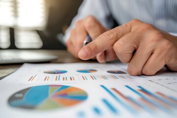Financial Planner Analyzing Pie Chart and Report