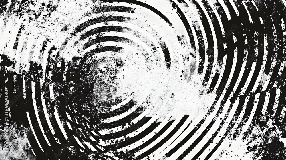Poster Mesmerizing Monochrome Spiral Abstract with Concentric Circular Patterns