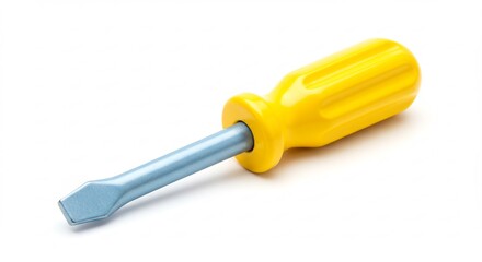 Brightly lit yellow screwdriver sits neatly isolated on white background. AI Generated