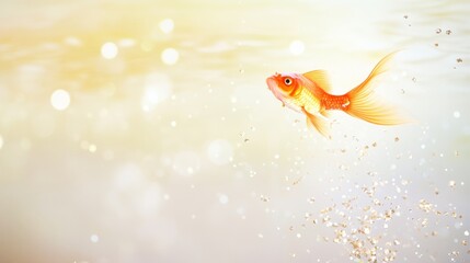 Golden Fish Soaring Amidst Sparkles, Symbolizing Growth and Success
