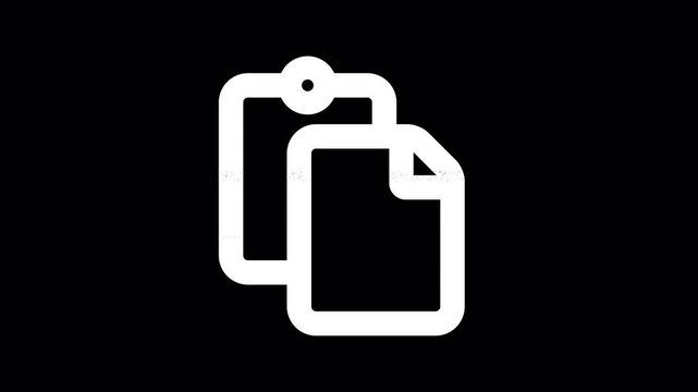 Icon paste is distorted. Glitch. Noise, chromatic aberration, geometric distortion. Transparent background, looped. In-Out looped. Alpha BW at the end