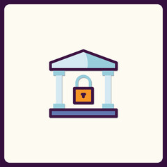 Secured financial architecture icon representing privacy and safeguarding