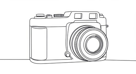 Simplified Line Drawing of an Old-Fashioned Camera