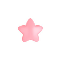 A pastel pink star with a smooth glossy surface, isolated on a transparent background.