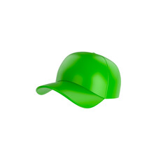Fototapeta premium A glossy green baseball cap with a smooth reflective surface, floating on a transparent background.