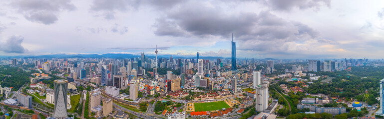 Naklejka premium Aerial view cityscape panoramic in the capital of Malaysia Kuala Lumpur