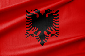 Albania National Flag Waving in the Wind