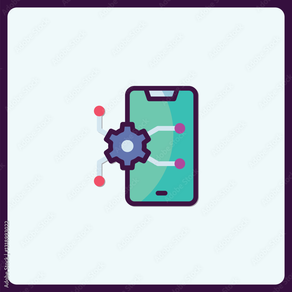 Poster digital device integration symbolizing technological customization and connectivity
