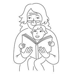 old woman portrait in doodle style. Element for design advertisement avatar sticker posts poster print postcard banner