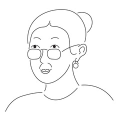 old woman portrait in doodle style. Element for design advertisement avatar sticker posts poster print postcard banner