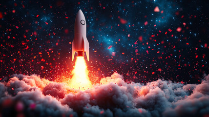 Rocket launch cartoon box, perfect for creative and design themes