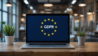 GDPR Compliance: Laptop Screen EU Law - Cybersecurity