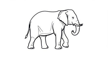 Obraz premium Simplified Stylized Elephant Line Drawing