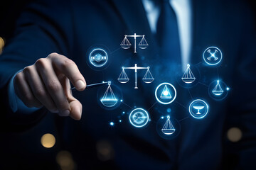 Naklejka premium Digital Justice Network Scales