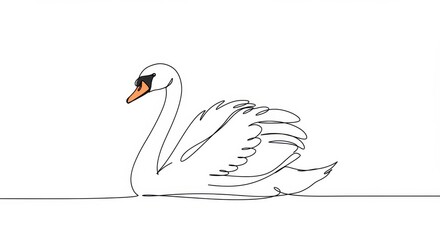 Fototapeta premium Simplified and Stylized Illustration of a Graceful Swan Swimming