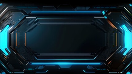 Obraz premium Futuristic Abstract Background with Glowing Neon Lines and Dark Metal Texture, Symbolizing Technology and Innovation. Perfect for Sci-Fi Designs, Tech Presentations, and Video Game Interfaces.