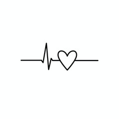 Heart Rate Line with Heart Icon - Minimalist Design for Health, Wellness, and Medical Themes - Vector Illustration