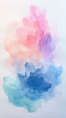 Fototapeta premium Colorful abstract watercolor blooms in soft pastel hues on white background