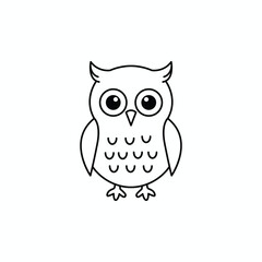 Cute Cartoon Owl Illustration in Simple Line Art Style, Perfect for Kids' Educational Materials and Creative Designs