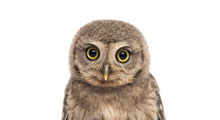 Obraz premium Adorable owlet stares intently bright eyes soft feathers. AI Generated