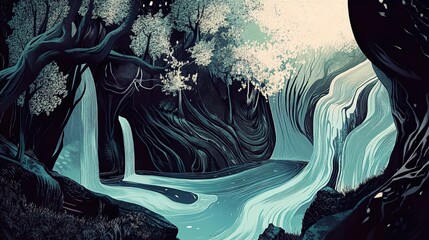 Enchanted Waterfall: A Serene Forest Escape