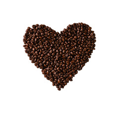 Heart Shape Made of Roasted Coffee Beans, Symbolizing Love for Coffee, Passion for Brewing, and Aromatic Delights in Every Cup