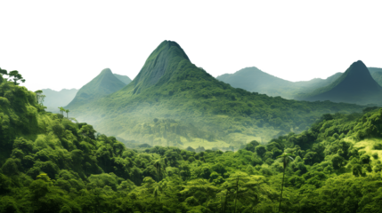 Lush Green Mountains with Transparent Background