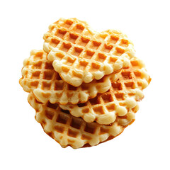 Stack of Heart-Shaped Waffles on a White Background, Perfect for Breakfast or Dessert, Comfy Family Brunch, Delicious, Sweet Treats, Culinary Delights and More