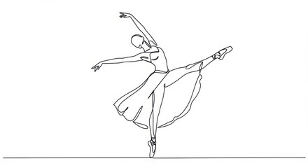 Graceful Ballerina Line Drawing