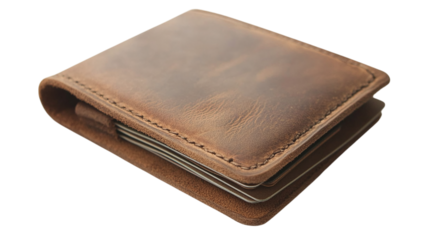 brown leather wallet isolated