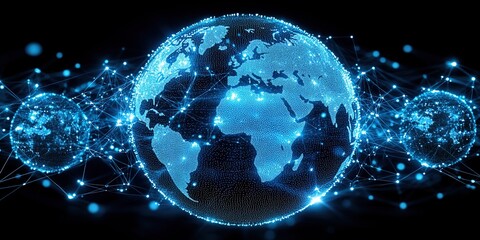 earth globe with glowing lights