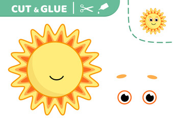 Cut and glue. Sun. Applique. Paper education game. Cartoon. Isolated vector illustration eps 10
