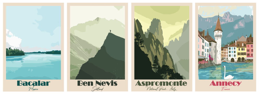 Vintage Travel Poster Collection &ndash; Annecy, Aspromonte, Bacalar, Ben Nevis
