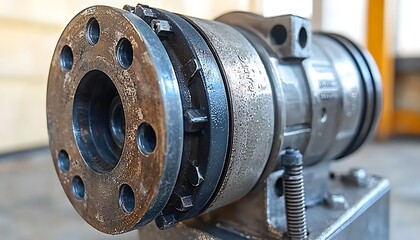 Industrial Gearbox Close-up for Factory Floor.