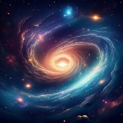 Obraz premium Black Hole concept in deep space galaxy with stars and interstellar planets