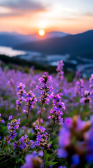 Fototapeta premium lavender field at sunset
