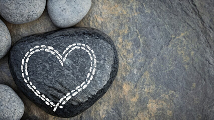heart drawn on a rock