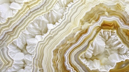 Close-up of intricate layered rock formations with subtle textures and earthy tones, showcasing natural geological patterns and detailed mantle structures. Earth science and geology concepts.